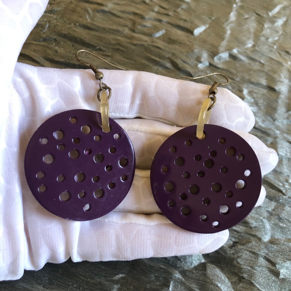 Marni Style Carved Horn Large Round Earrings
